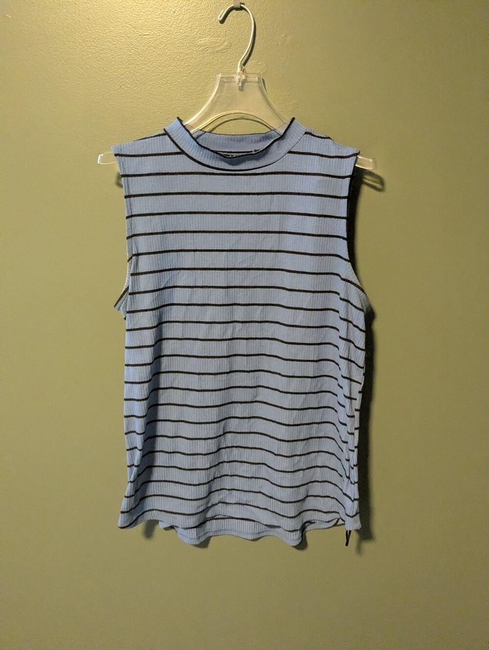 Apt. 9 Light Blue Tank with Black Stripes